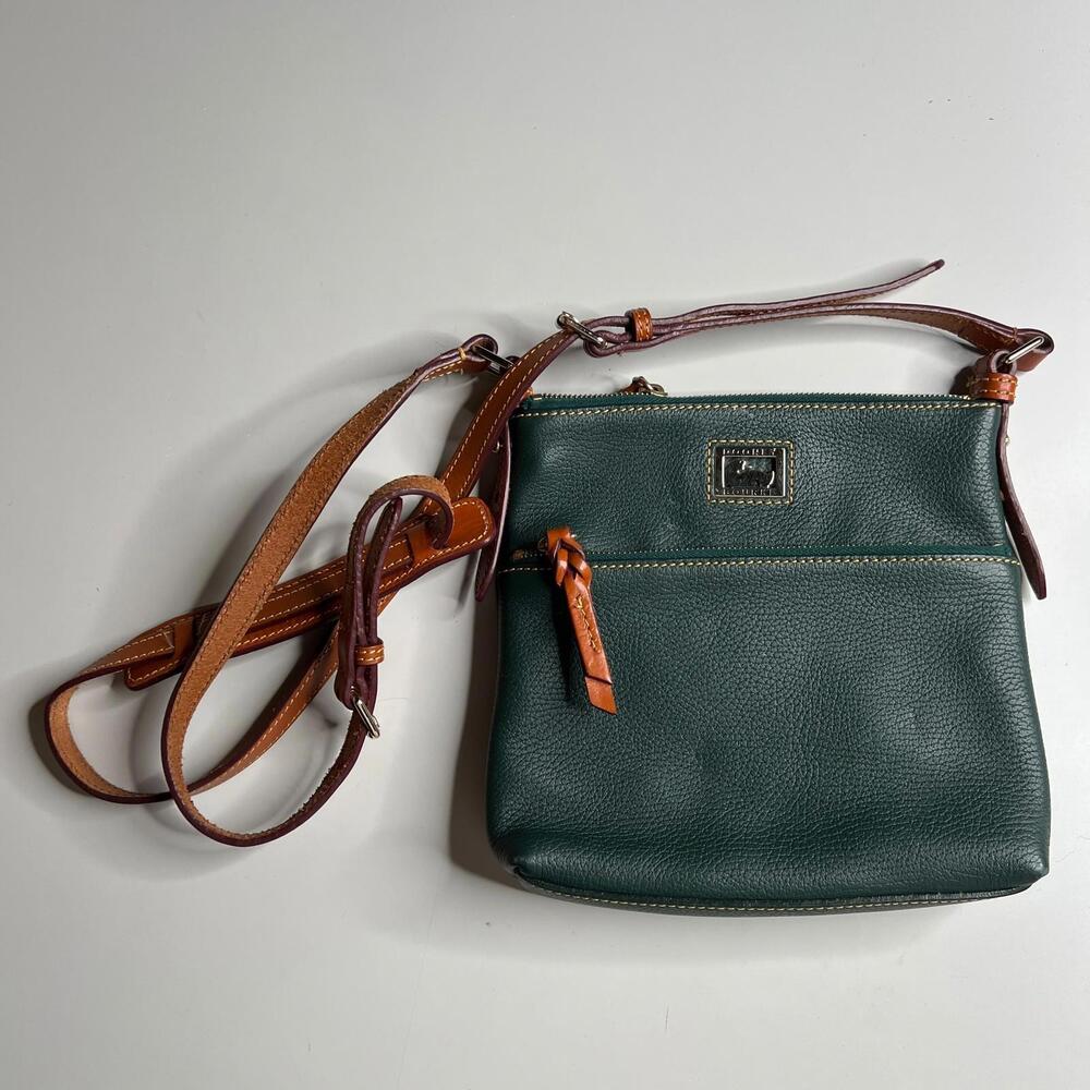 Vintage Dooney & Bourke Green Leather Crossbody Bag Adjustable Strap